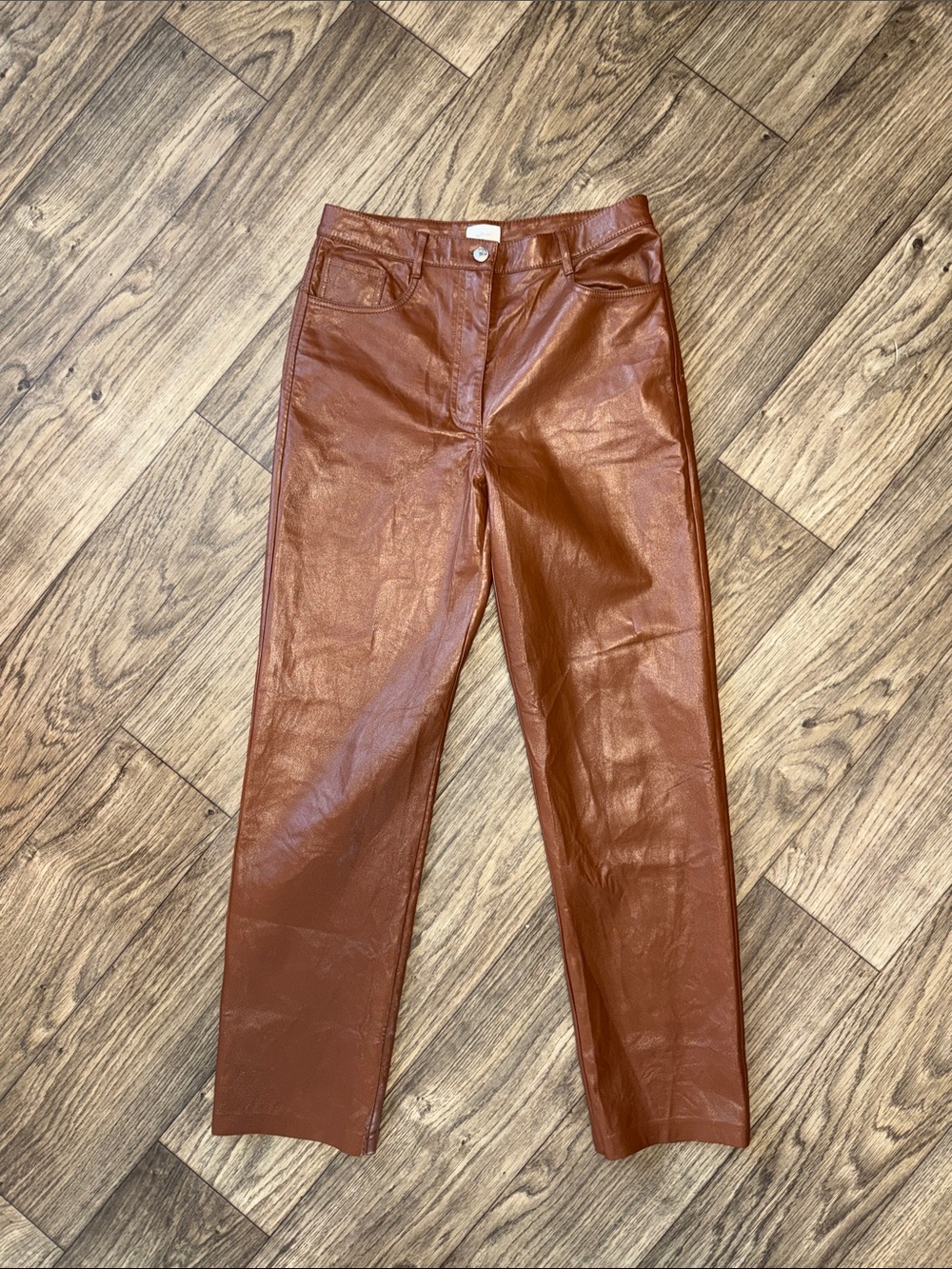 Wilfred Melinda Leather Rust Brown High-Waist Pants